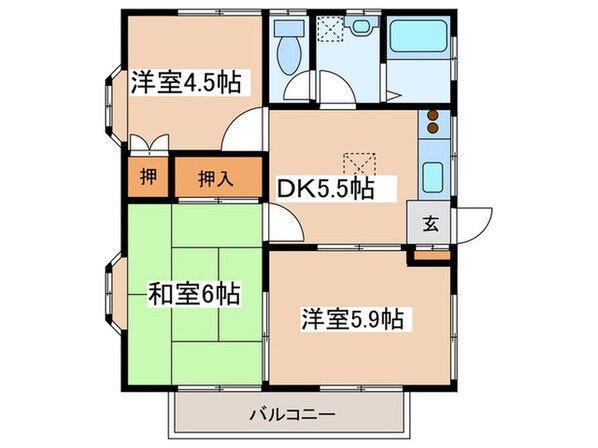 ハイツアヤベ（南）の物件間取画像